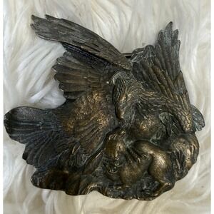 Vintage Bergamot Brass Works 1974 Eagle Rabbit Belt Buckle R-48 Solid Brass